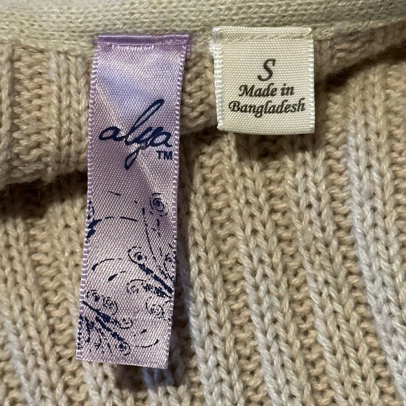 Francessca Alya Cardigan Sweater Cream Elbow Pads Sz Small - Picture 2 of 4